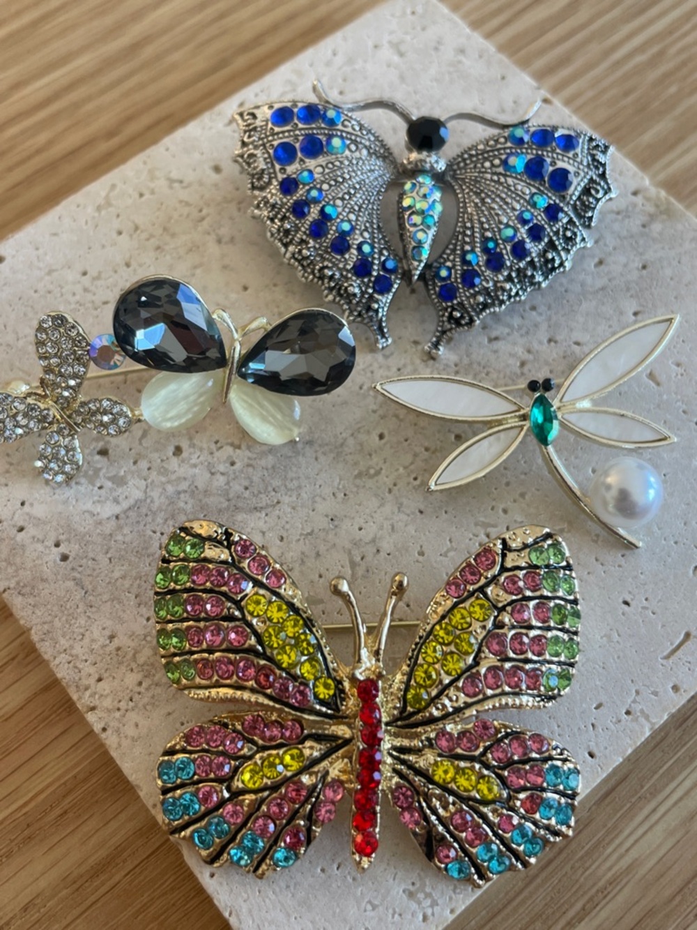 Butterfly Dragonfly Brooch Bundle Rhinestone Enamel Cottagecore Coquette Jewelry - Picture 2 of 5